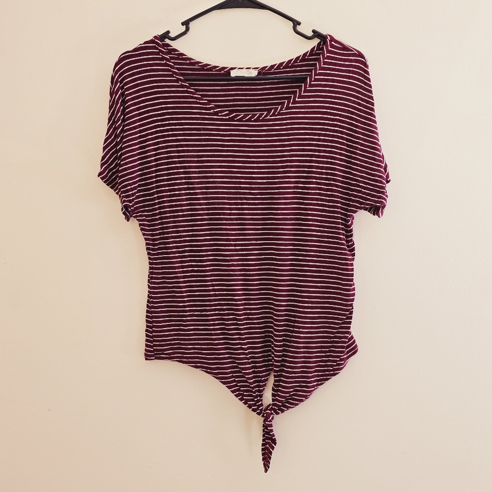 Olivia Rae Women's Medium Red and White Stripe Top